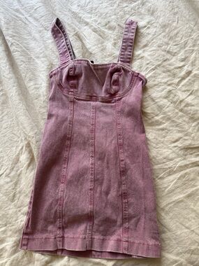 Urban Outfitters Dusty Pink Denim Bustier Mini Dress